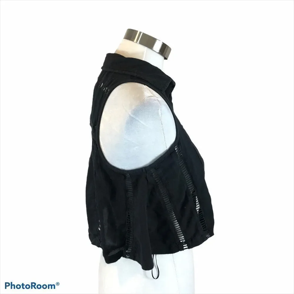 Free People Black Dandy Cut Out Crop Top‎ Size XS